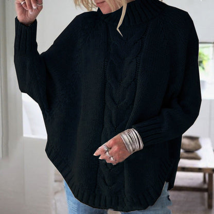 Women's Chunky Knit High-Neck Cable Sweater