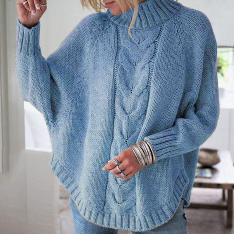 Women's Chunky Knit Turtleneck Cable Pattern Sweater