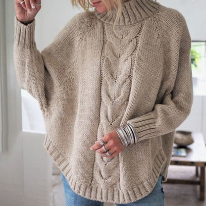 Women's Chunky Knit Turtleneck Cable Pattern Sweater