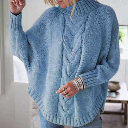 Women's Chunky Knit High-Neck Cable Sweater