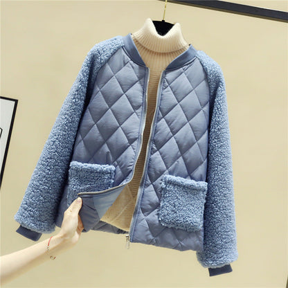 Women's Quilted Jacket Teddy Fleece Warm and Practical