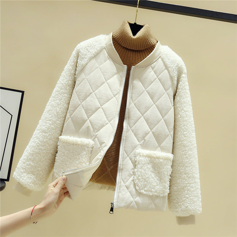 Women's Quilted Jacket Teddy Fleece Warm and Practical