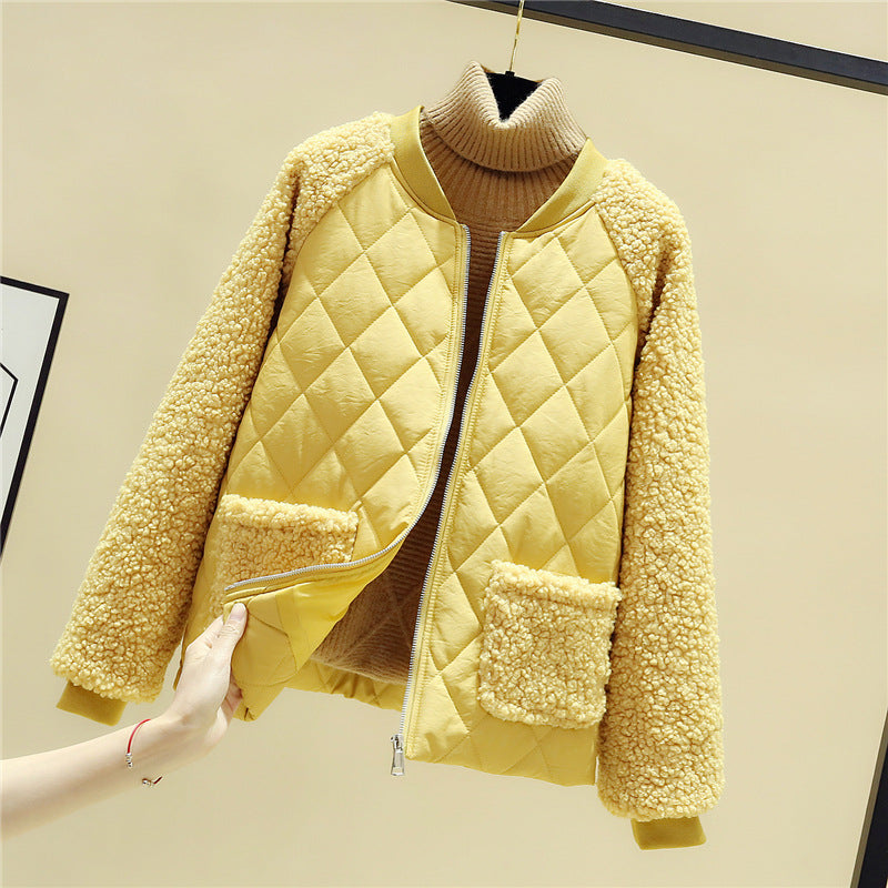 Women's Quilted Jacket Teddy Fleece Warm and Practical