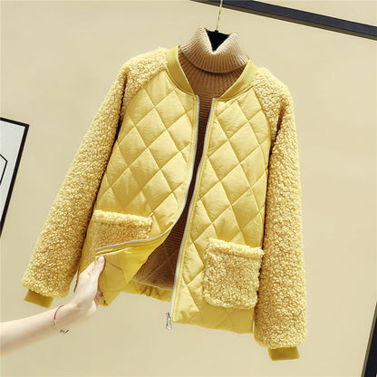 Women's Quilted Jacket Teddy Fleece Warm and Practical