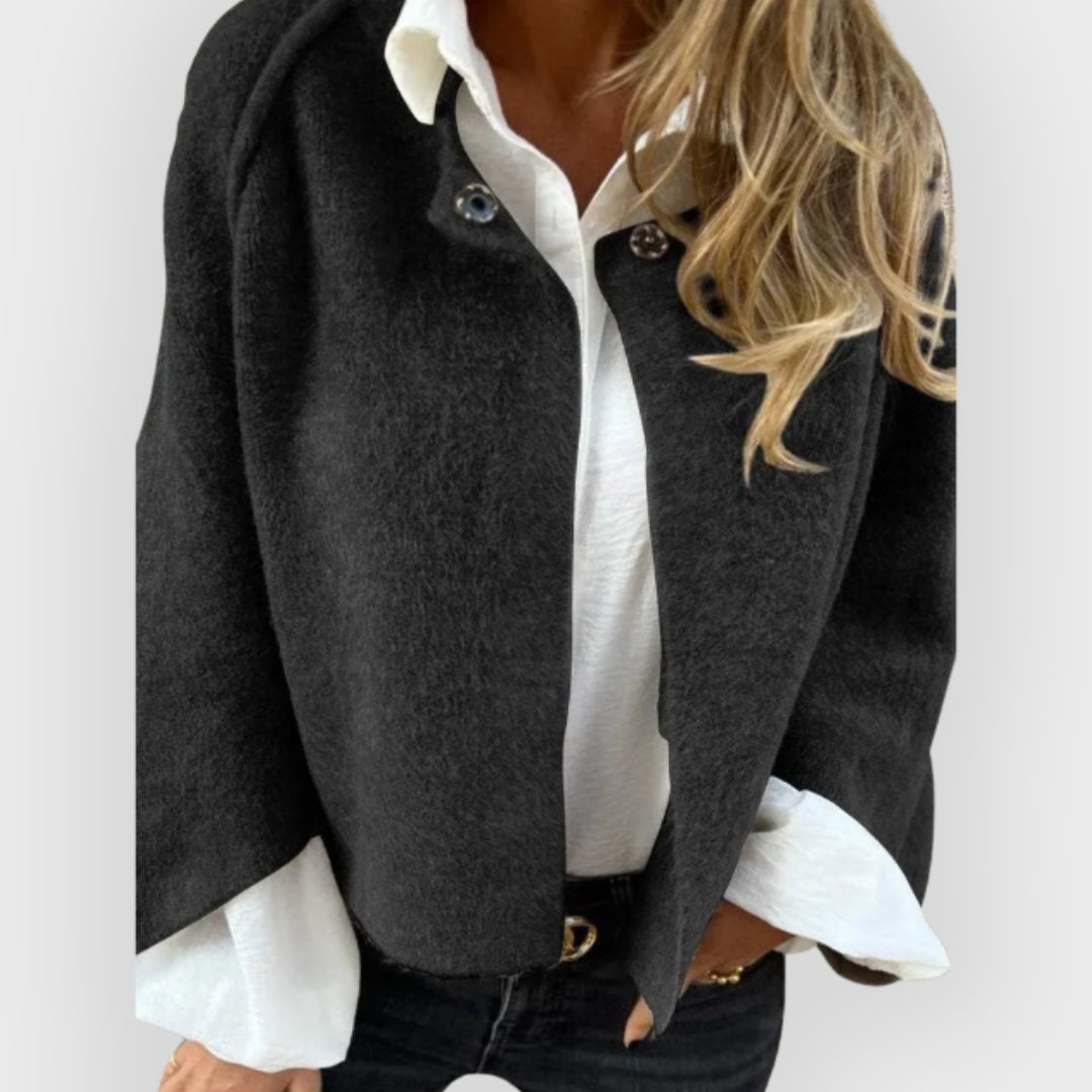 Warm Winter Dress | Women's Wool Coat Round Neck Long Sleeve