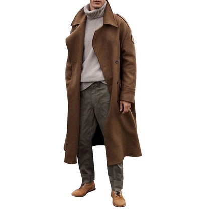 Men's Wool Coat Elegant Design Double-breasted Buttons