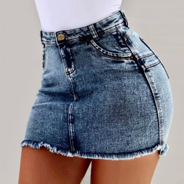 Women's Skinny Fit Mini Skirt with Fringes