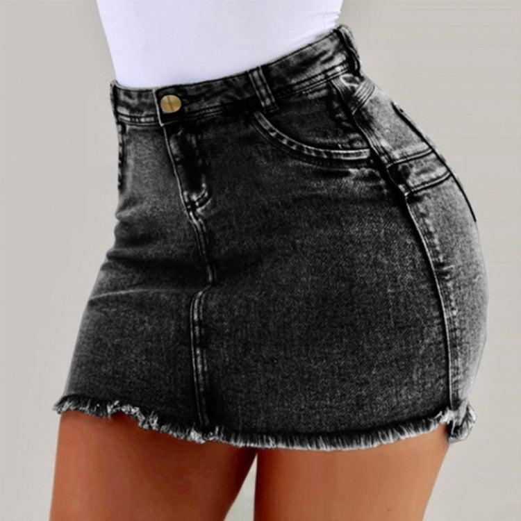 Women's Skinny Fit Mini Skirt with Fringes