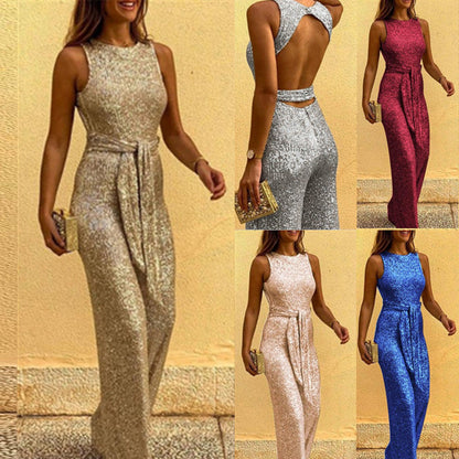 Glitzerndes Abendkleid Damen Elegant Offener Rücken - IdealeKleiden
