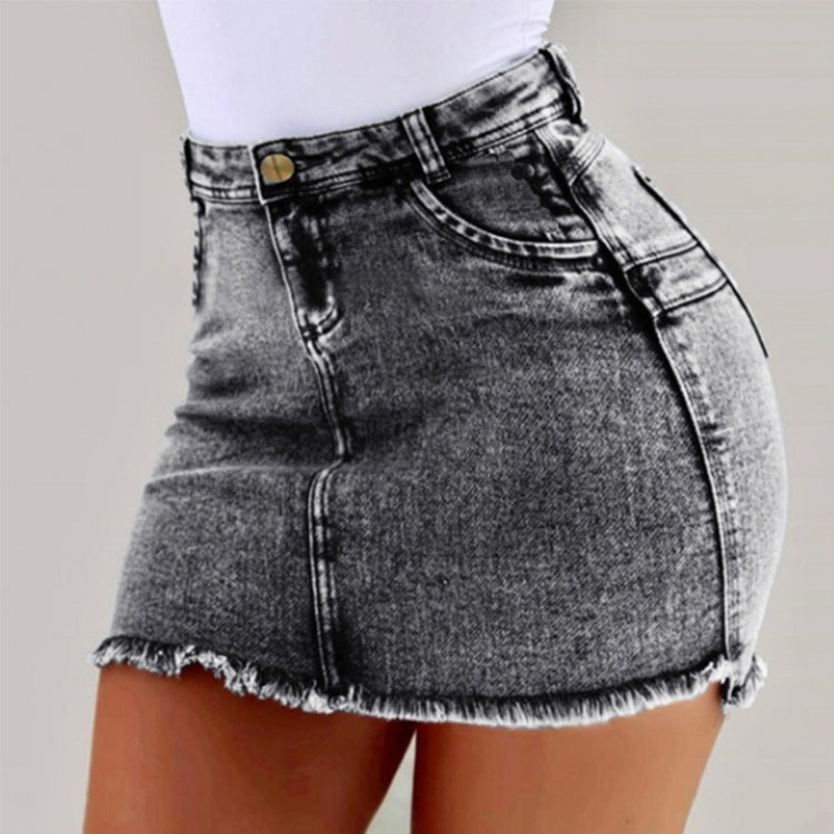 Women's Skinny Fit Mini Skirt with Fringes