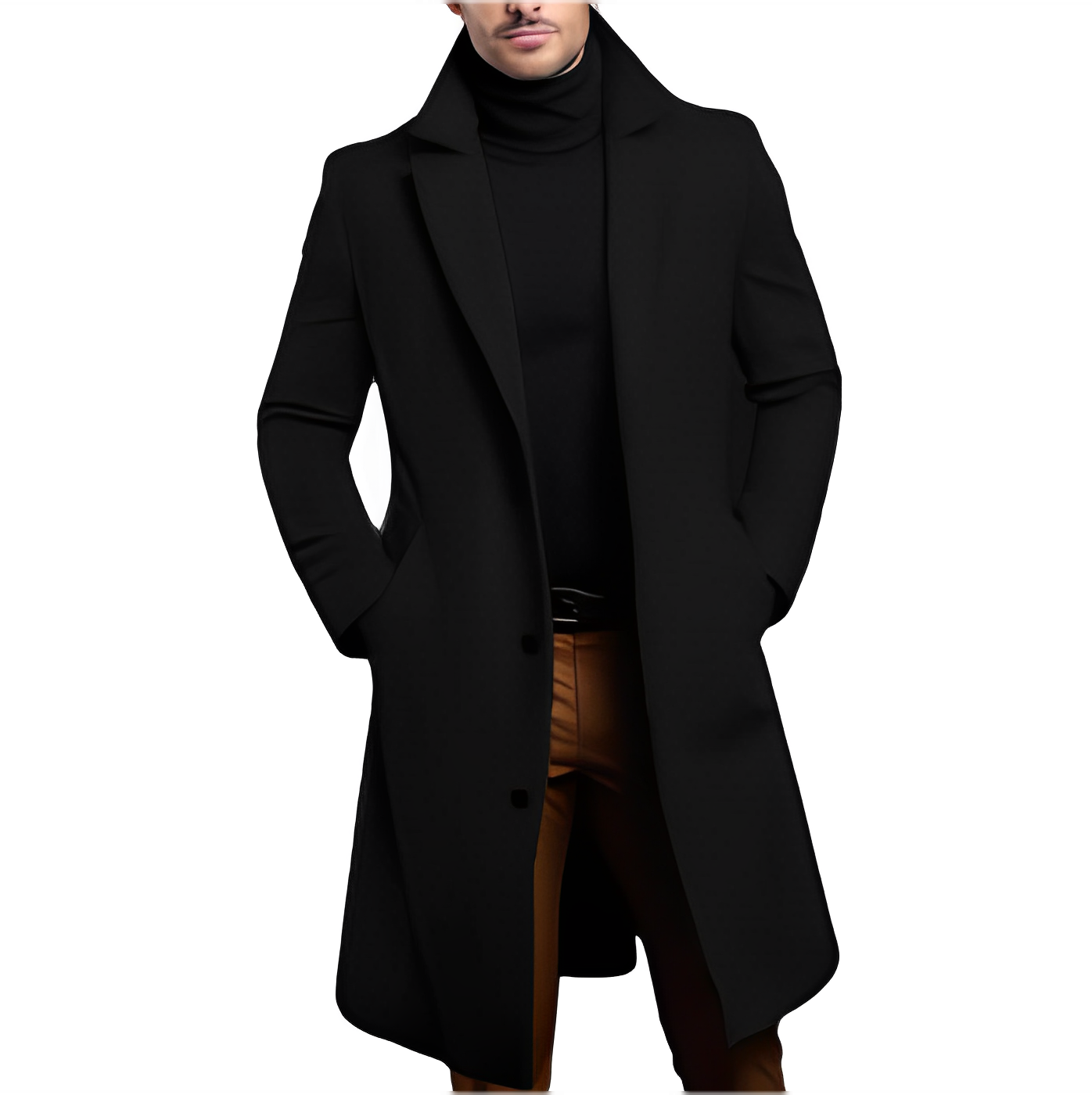 Stylish men's wool trench coat