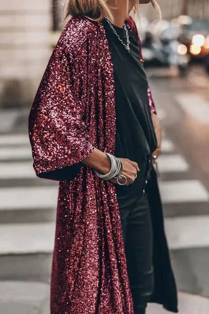 Glamour Kimono Sequin Evening Gown