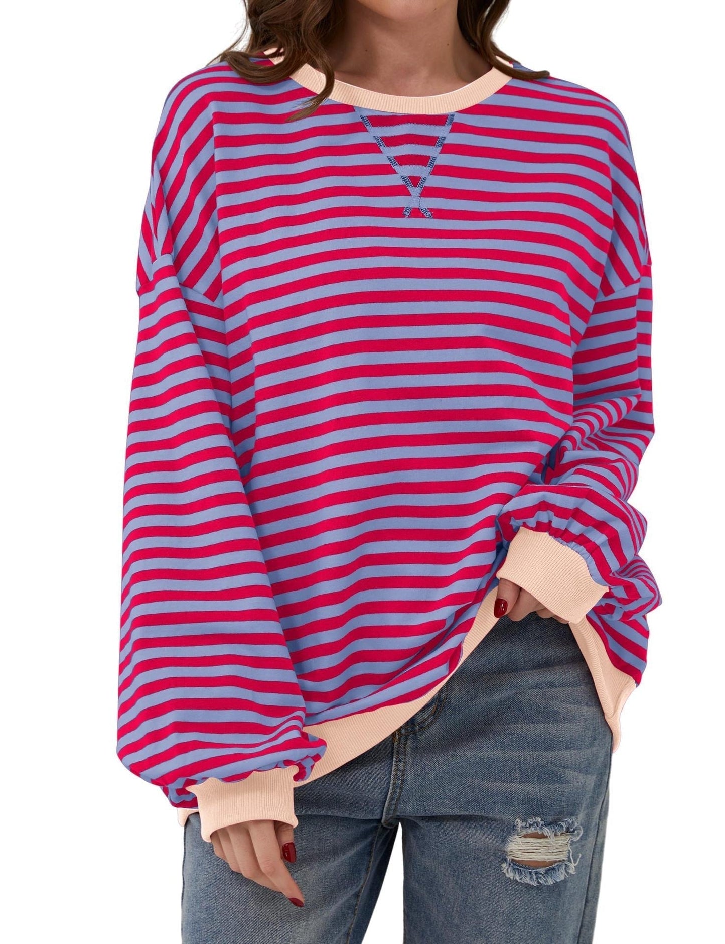 Streifenpullover Damen Elegant Locker