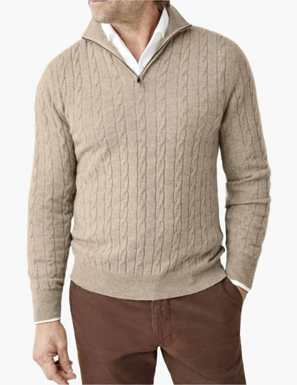Stylish Cable Knit Jumper Zipper