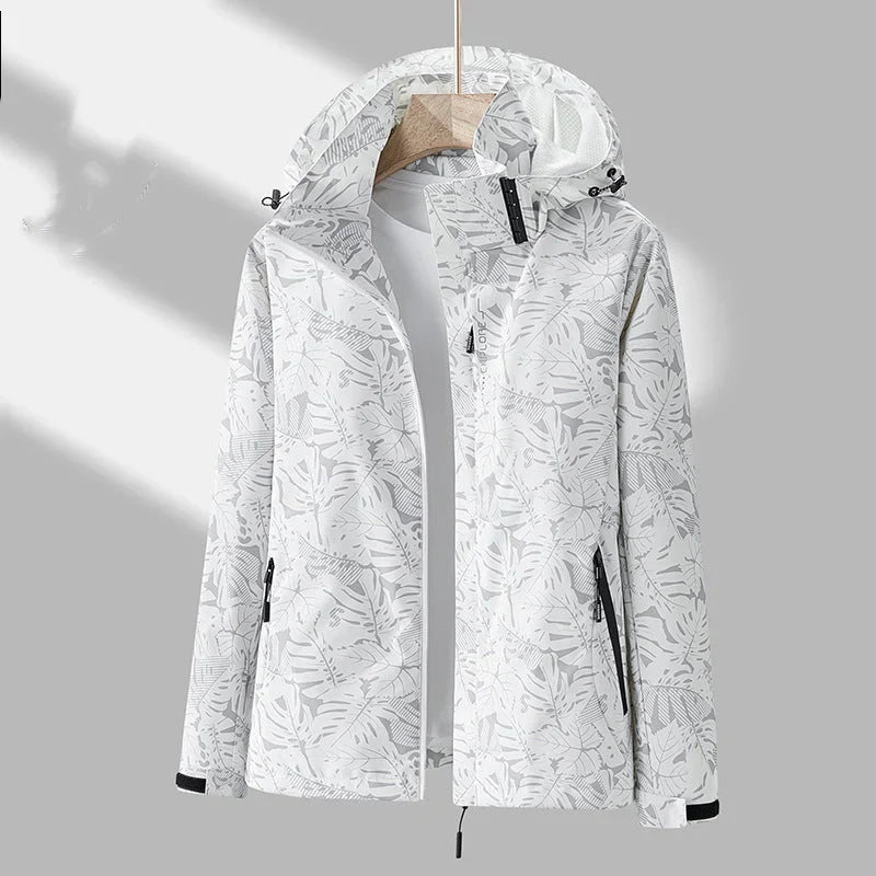 Women's Outdoor Jacket Stylish Hood Floral Print