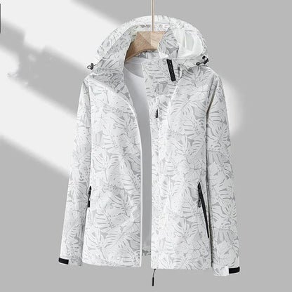 Women's Outdoor Jacket Stylish Hood Floral Print