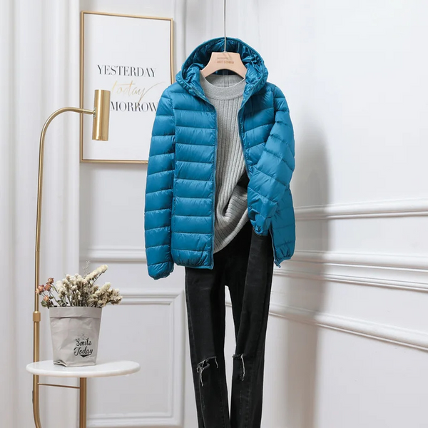 Lightweight Puffer Jacket Women's Hooded Zip-Up Sports Jacket