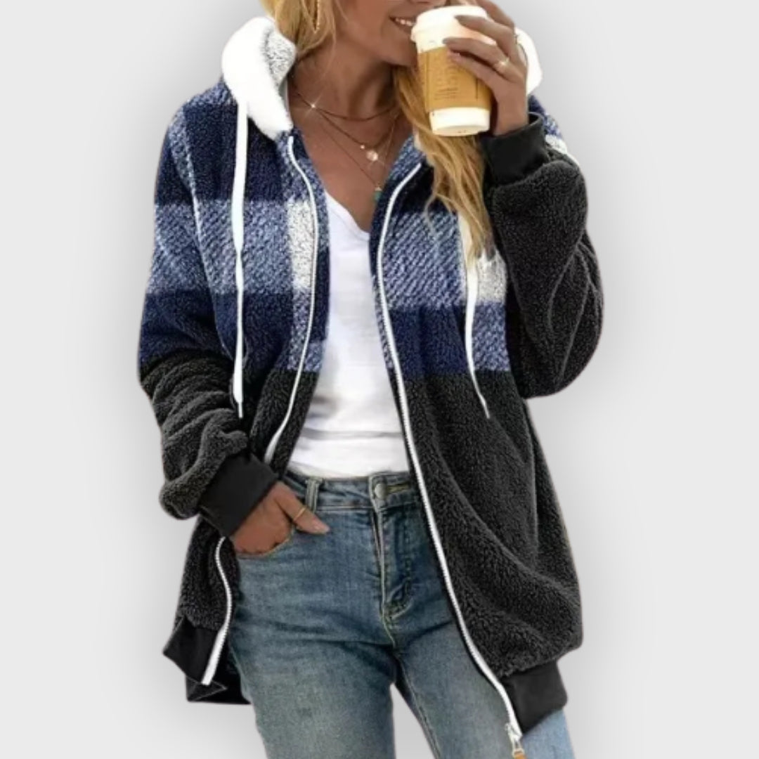 Kapuzen Sweatjacke Weich Plüsch Fleece - IdealeKleiden
