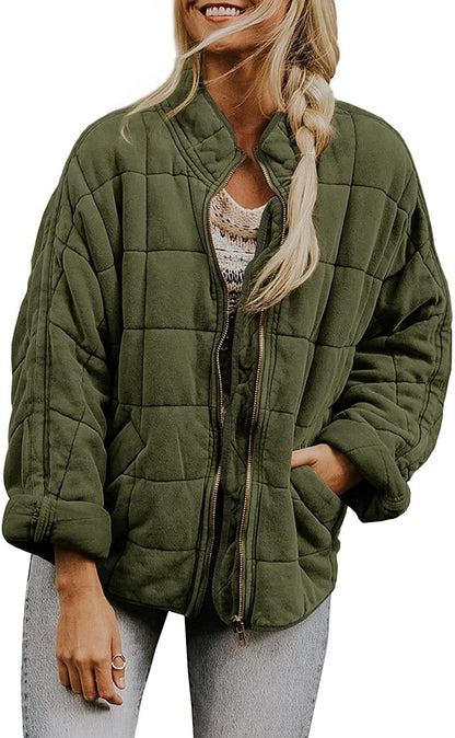 Women's Winter Plaid Jacket With Pockets