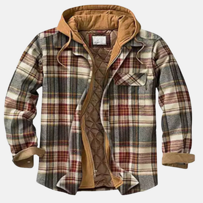 Men's Quilted Jacket Plaid Warm Comfortable