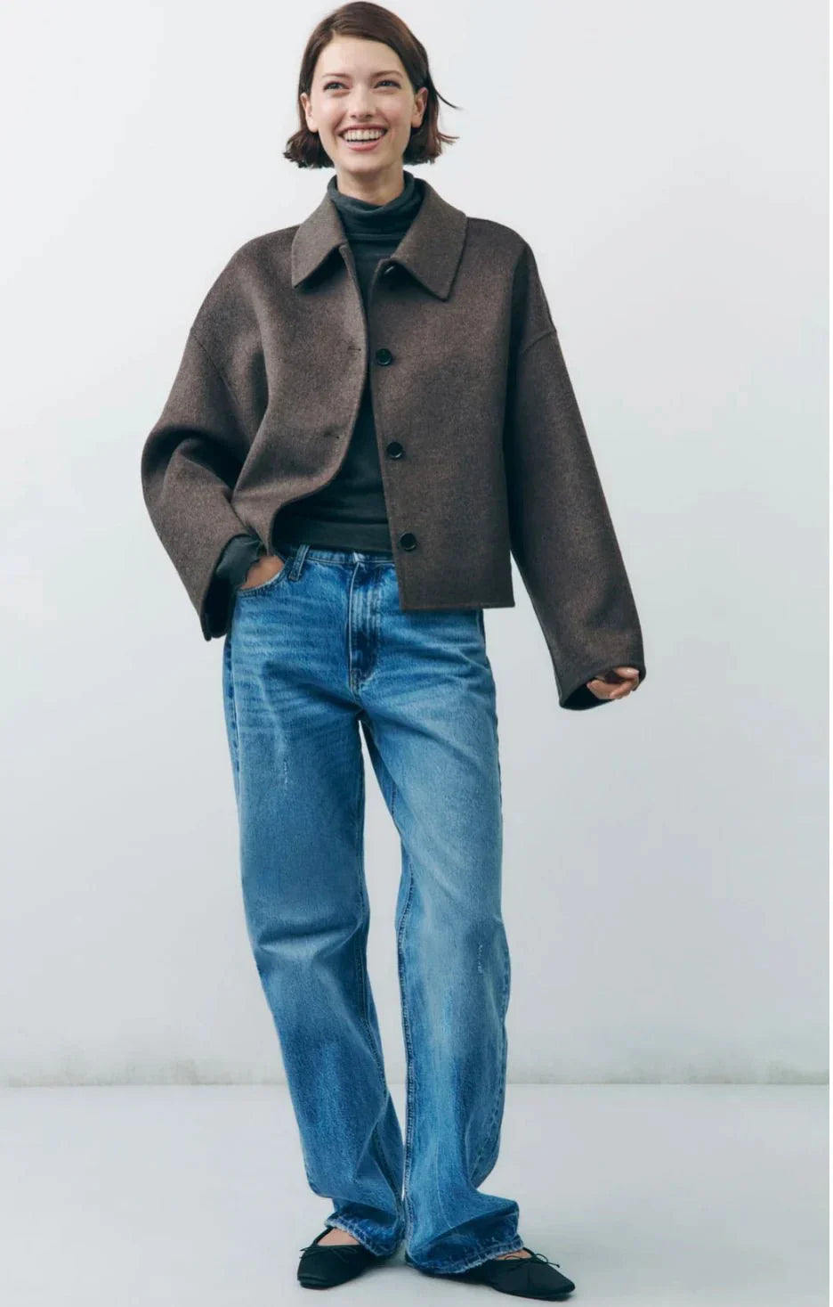 Übergrößene Herrenjacke Braun Elegant Revers - IdealeKleiden