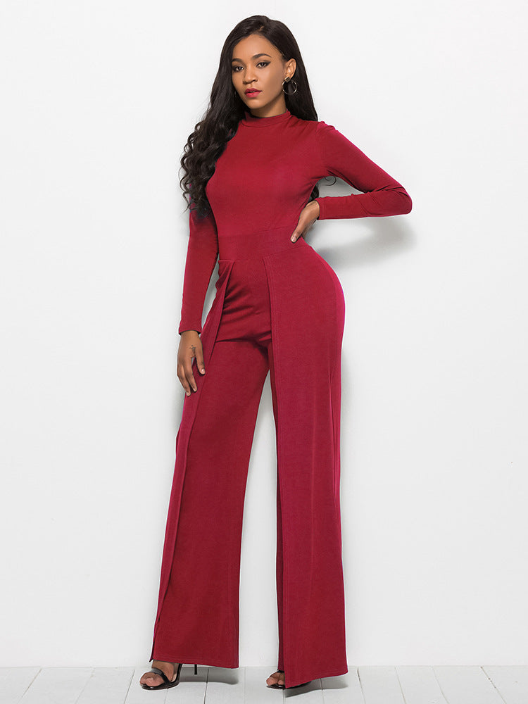 Damen Jumpsuit Elegant Langärmlig Abendkleid