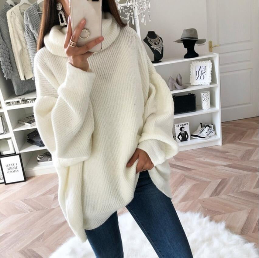 Damen Strickpullover Bequem Weite Passform - IdealeKleiden