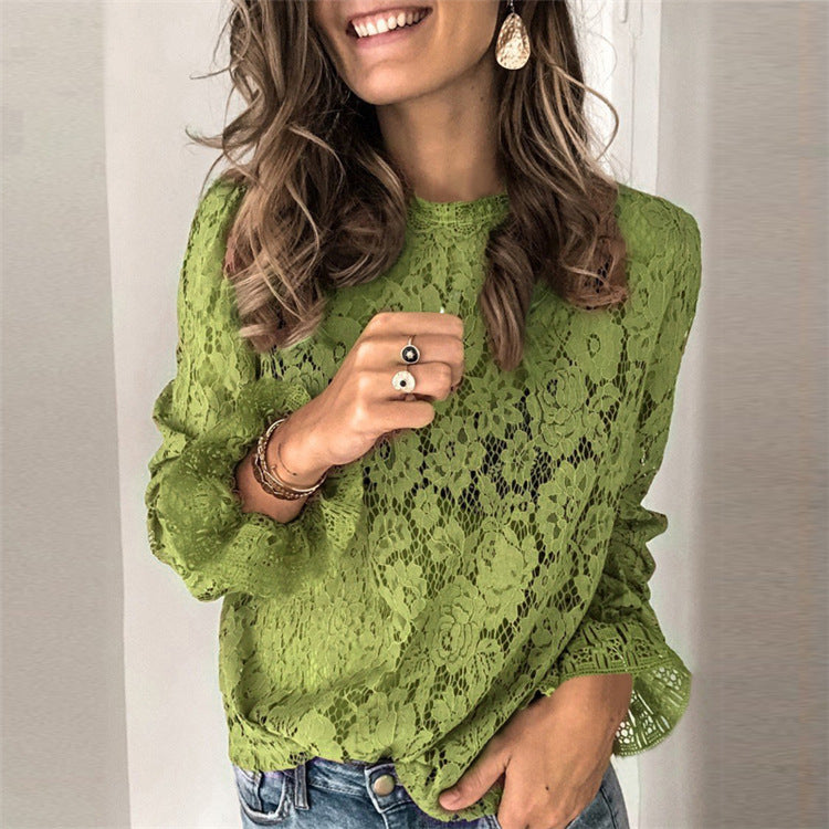 Damen Bluse Spitze Floral Elegant - IdealeKleiden