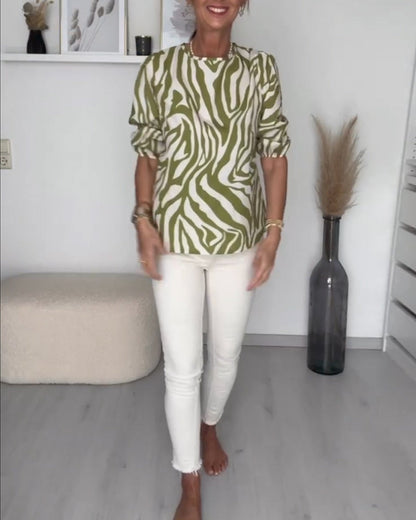 Dress Round Neck Zebra Print Trendy