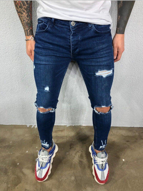 Men's Jeans Slim Fit Ripped Design Trendy Trousers