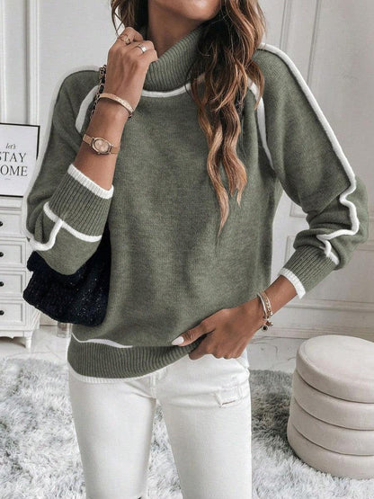 Women's Long-Sleeved Modern Contrast Sweater