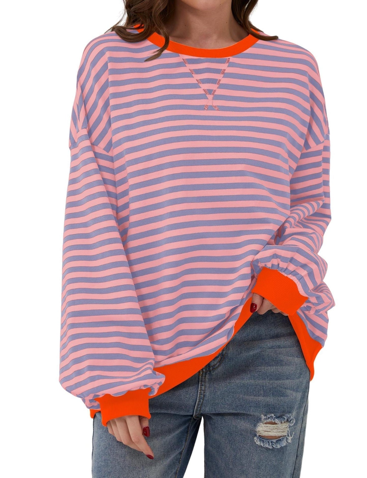 Streifenpullover Damen Elegant Locker