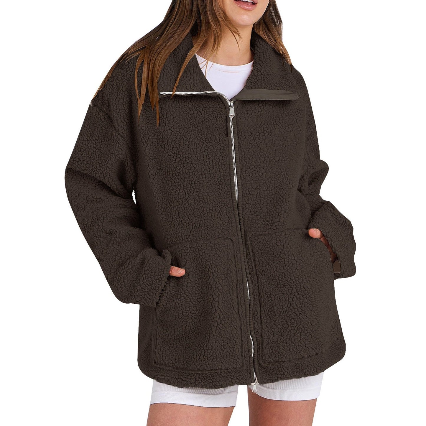Comfortable women's wool coats with a turtleneck