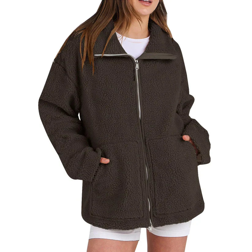 Casual Wool Coat Women Turtleneck Modern