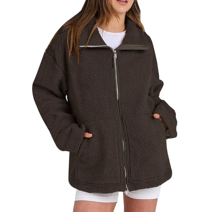 Casual Wool Coat Women Turtleneck Modern