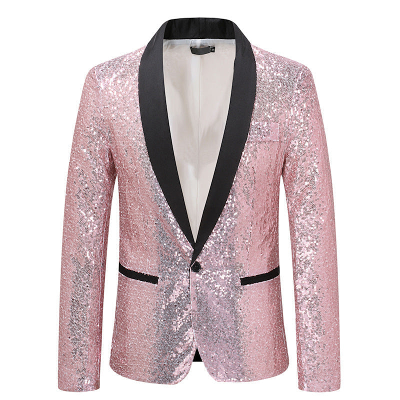 Elegant Sequin Blazer Men's Evening Wear