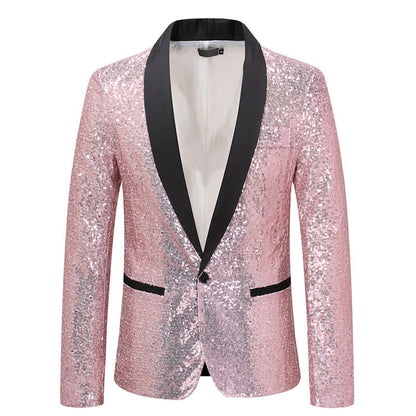 Elegant Sequin Blazer Men's Evening Wear