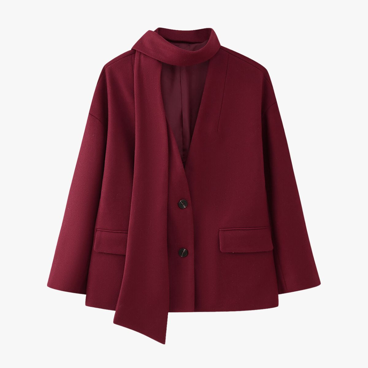 Stylish Short Coat Bordeaux Red