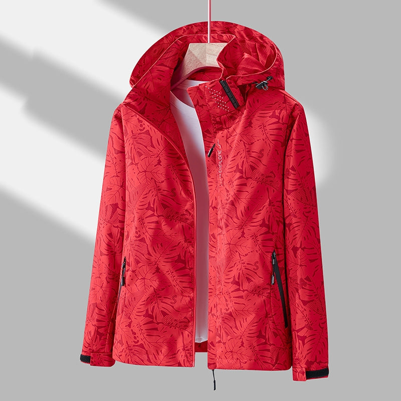 Stilvolle Damen Outdoor-Jacke Muster Kapuze