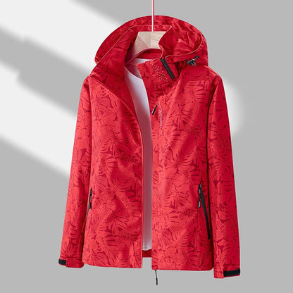 Stilvolle Damen Outdoor-Jacke Muster Kapuze
