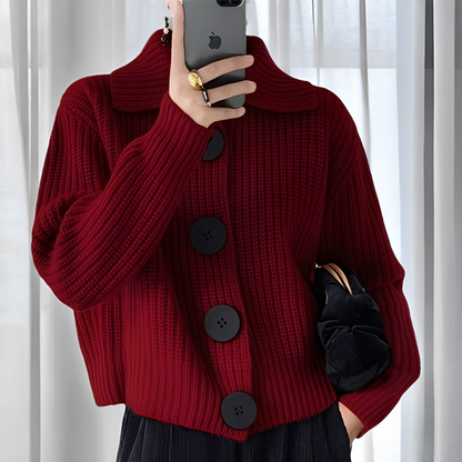 Fashionable Women's Cardigan Large Buttons