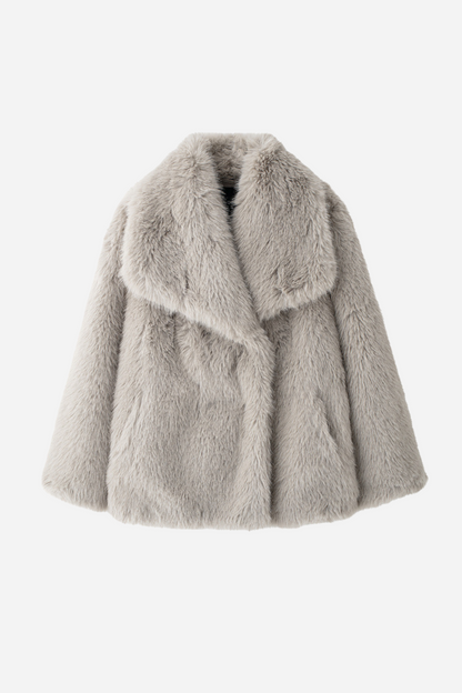 Stylish Faux Fur Shawl Collar Jacket