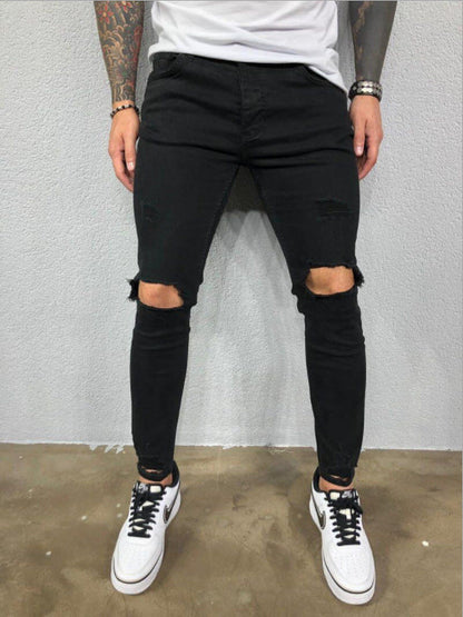 Men's Jeans Slim Fit Ripped Design Trendy Trousers