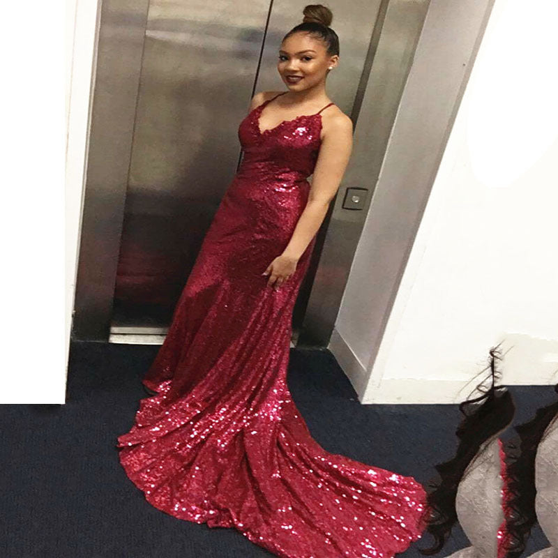 Women's Evening Dress Glitter Sequins Elegant Long