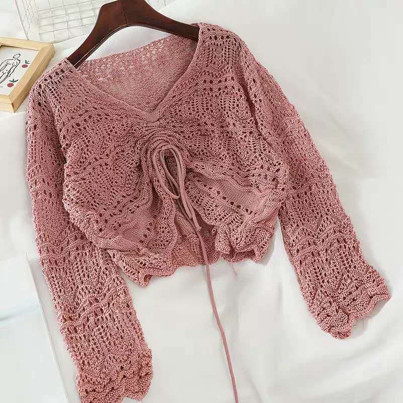 Women's Cardigan Light Summer Eyelet Pattern Design