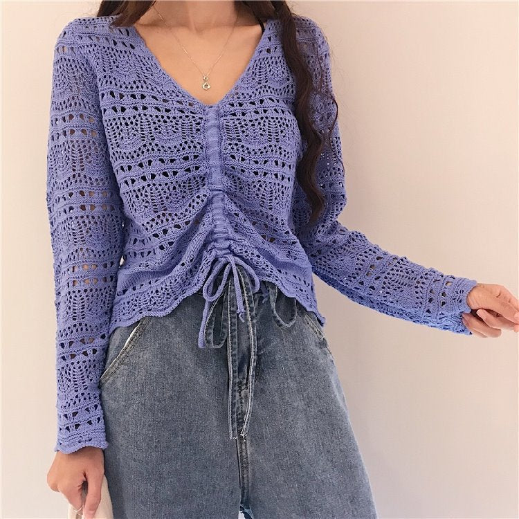Women's Cardigan Light Summer Eyelet Pattern Design