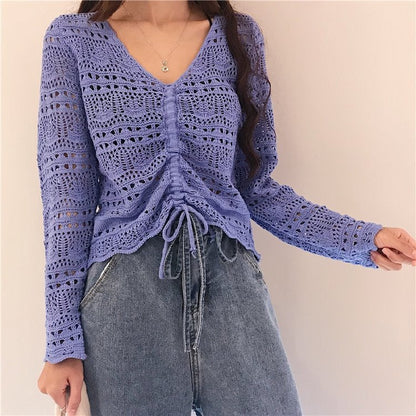 Women's Cardigan Light Summer Eyelet Pattern Design