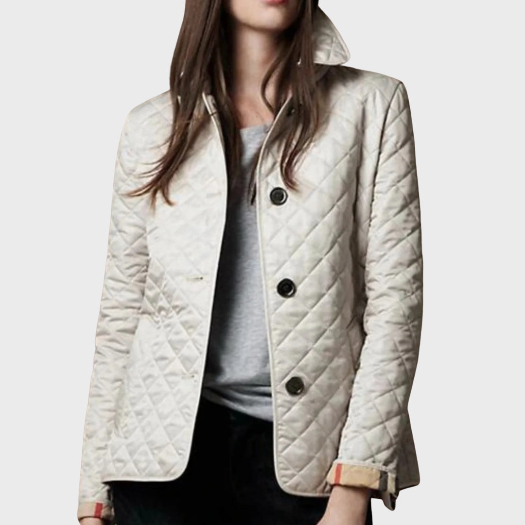 Stylish Quilted Jacket With Turn-Down Collar