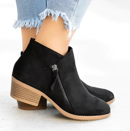 Fashionable Women's Boots Quick Release Chunky Heel Pointed Toe