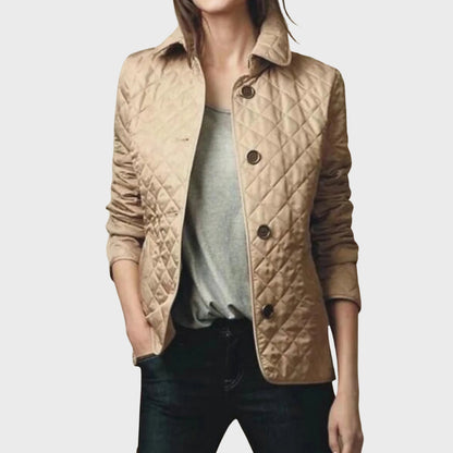 Stylish Quilted Jacket With Turn-Down Collar